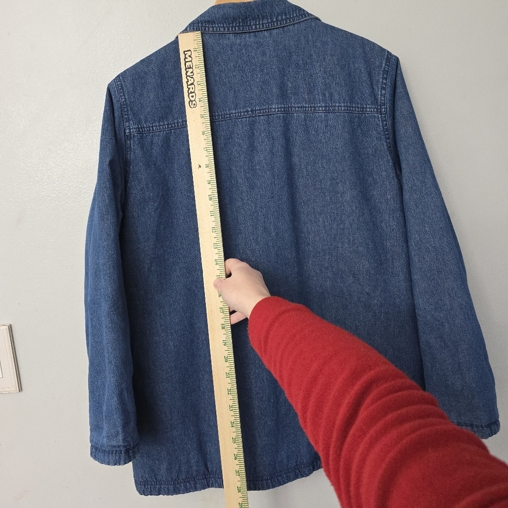Blair Vintage Women's M Blue Denim Jacket Fleece Lined Aztec Southwest Boho Chic - Picture 11 of 11